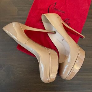 Christian Louboutin Patent Leather Nude Pumps